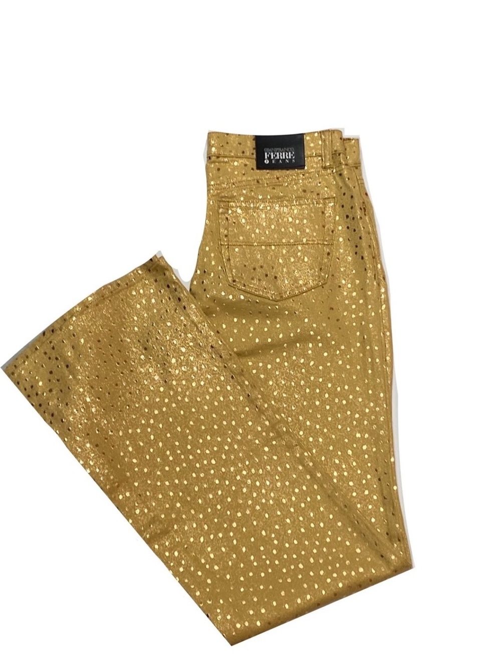 Vintage GIANFRANCO FERRE Gold Metallic Dot Jeans